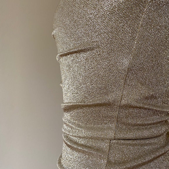 Paco Rabanne Metallic Ruched Asymmetrical Lurex Dress US4 NWT - Picture 10 of 13